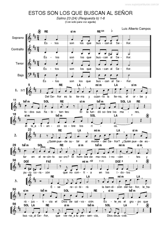 Partitura da música Estos Son Los que Buscan al Senor