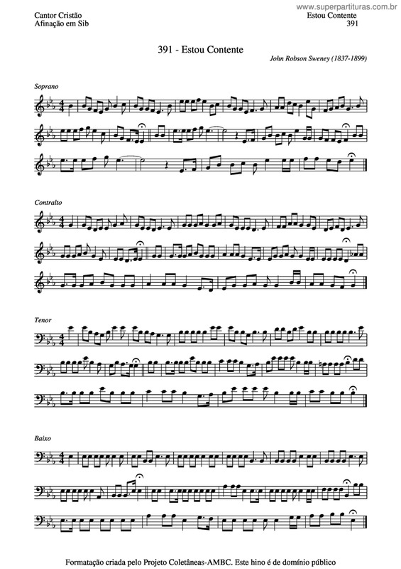 Partitura da música Estou Contente v.3