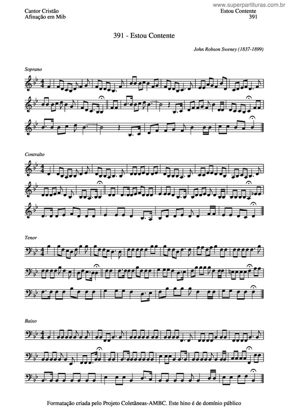 Partitura da música Estou Contente v.4