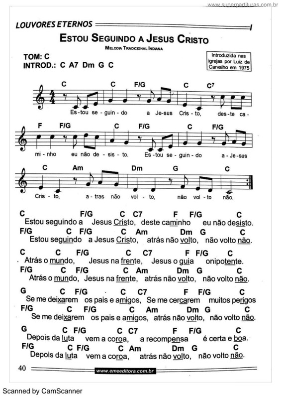 Partitura da música Estou Seguindo A Jesus Cristo