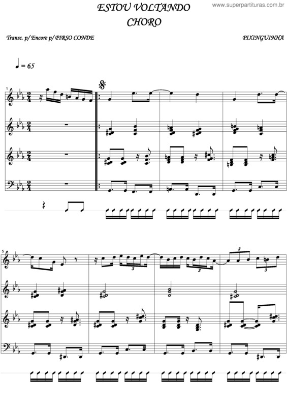 Partitura da música Estou Voltando v.2