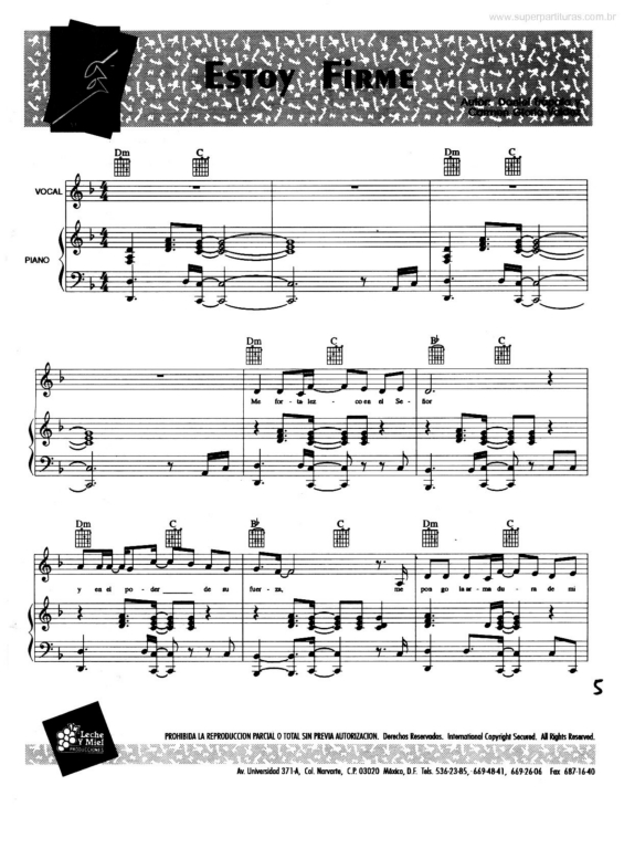 Partitura da música Estoy Firme