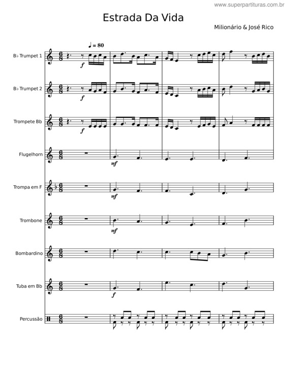 Partitura da música Estrada Da Vida – Milionário E José Rico v.3