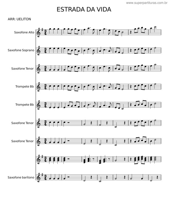 Partitura da música Estrada Da Vida – Milionário E José Rico v.4
