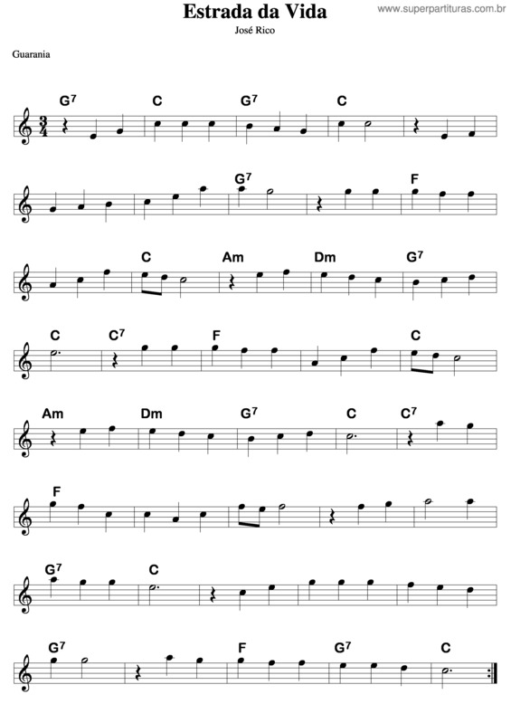 Partitura da música Estrada Da Vida 2