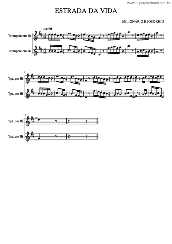 Partitura da música Estrada Da Vida v.11