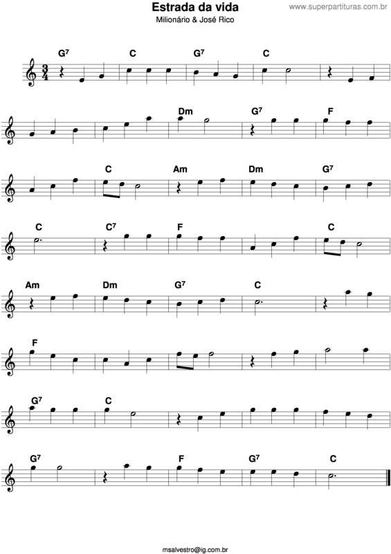 Partitura da música Estrada Da Vida v.3