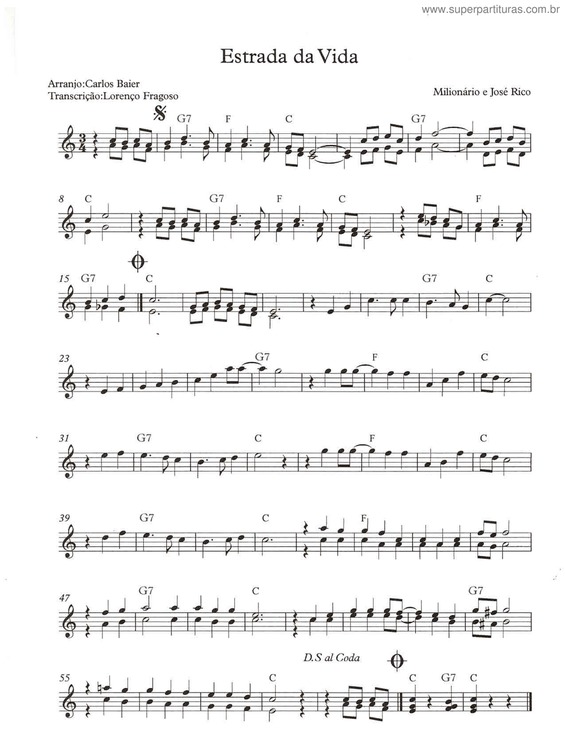 Partitura da música Estrada Da Vida v.4