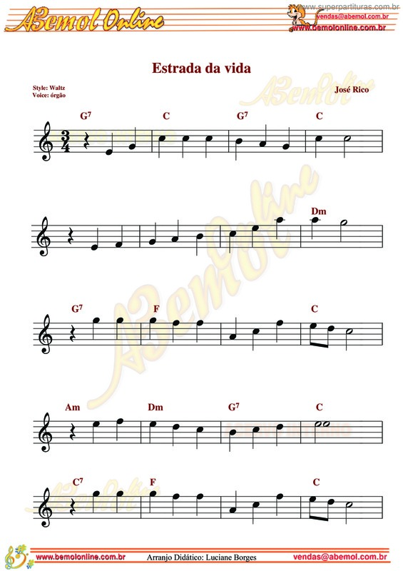 Partitura da música Estrada Da Vida v.6