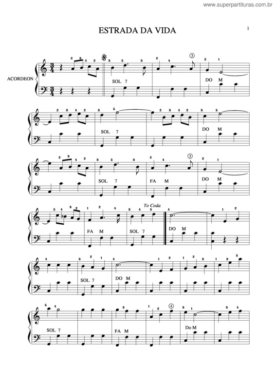 Partitura da música Estrada Da Vida v.9