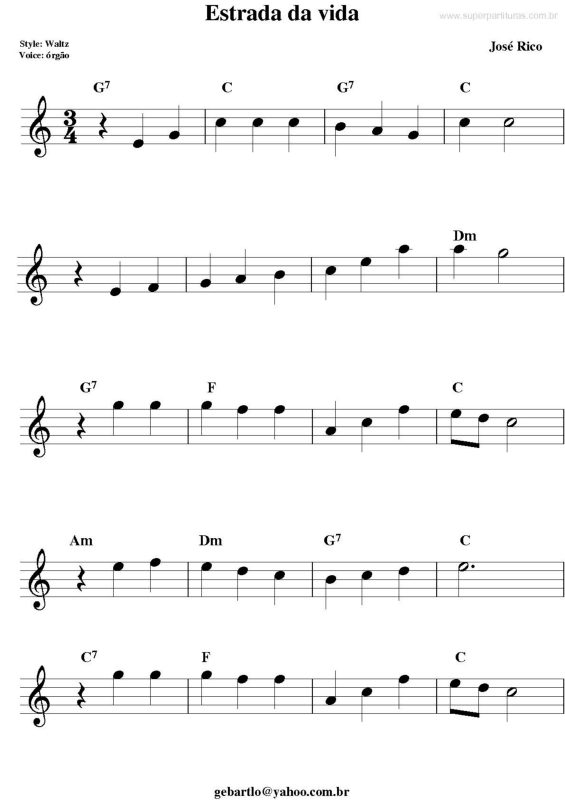 Partitura da música Estrada Da Vida