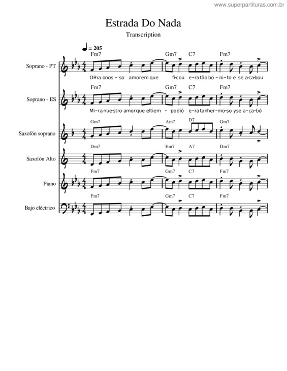 Partitura da música Estrada Do Nada – María Nazareth