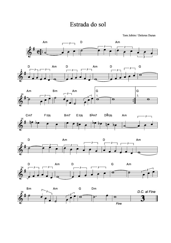 Partitura da música Estrada do Sol v.5