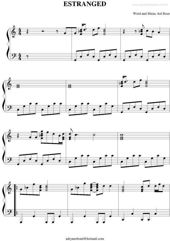 Partitura da música Estranged v.2