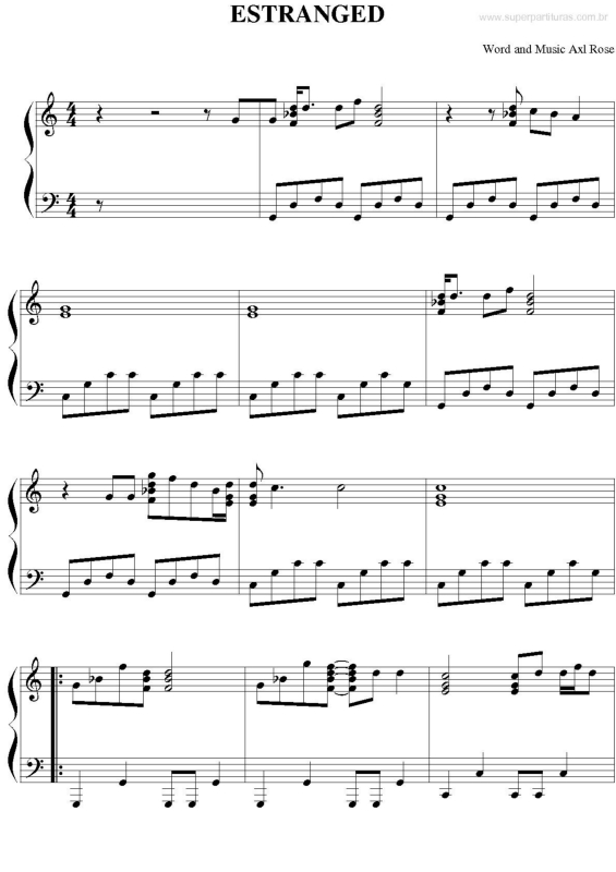 Partitura da música Estranged