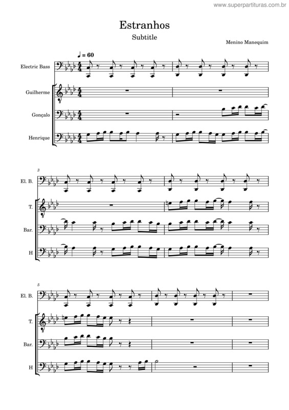 Partitura da música Estranhos