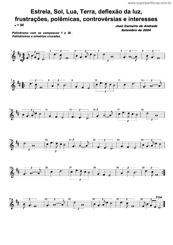 Partitura da música Estrela, Sol, Lua, Terra, Deflexão Da Luz, Frustrações, Polêmicas, Controvérsias E Interesses