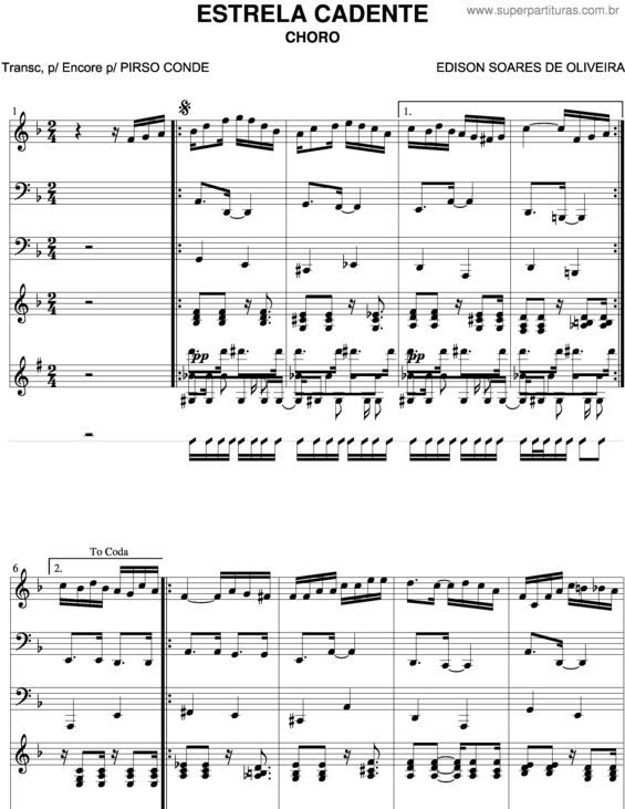 Partitura da música Estrela Cadente 