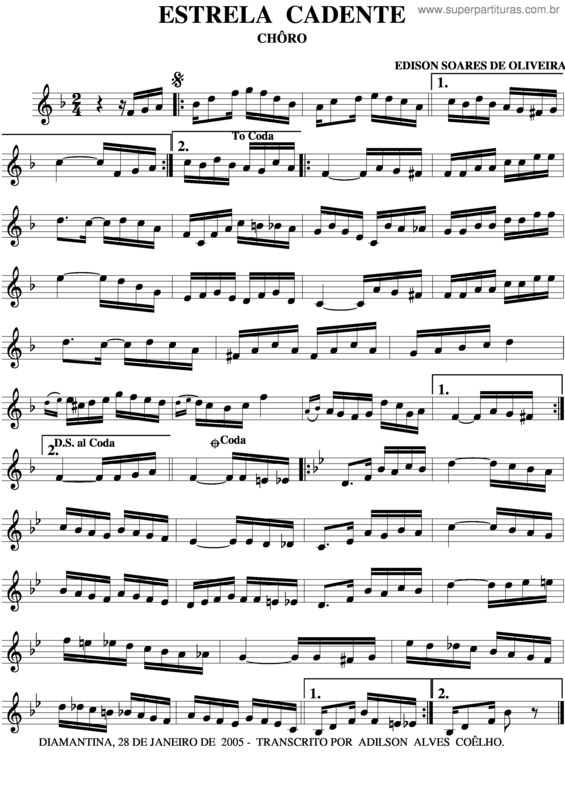 Partitura da música Estrela Cadente