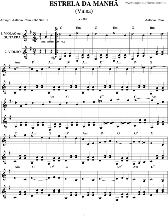 Partitura da música Estrela Da Manhã v.3