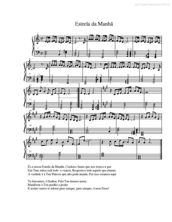 Partitura da música Estrela da Manhã