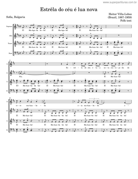 Partitura da música Estrêla Do Céu É Lua Nova