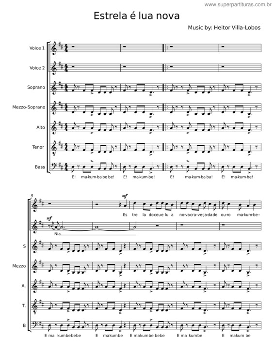 Partitura da música Estrela É Lua Nova – Heitor Villa–Lobos v.2