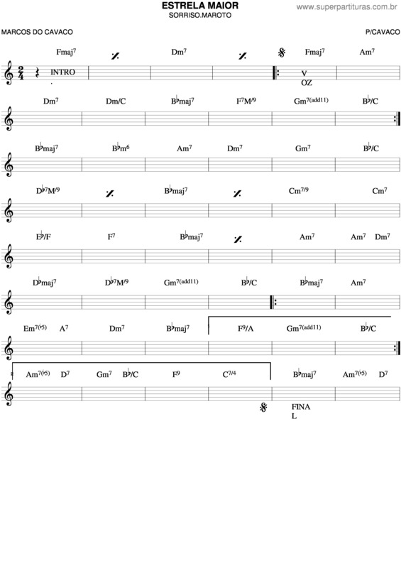 Partitura da música Estrela Maior