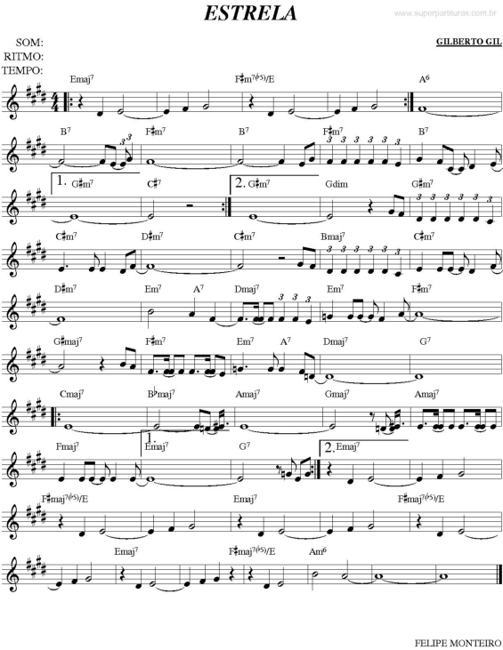 Partitura da música Estrela