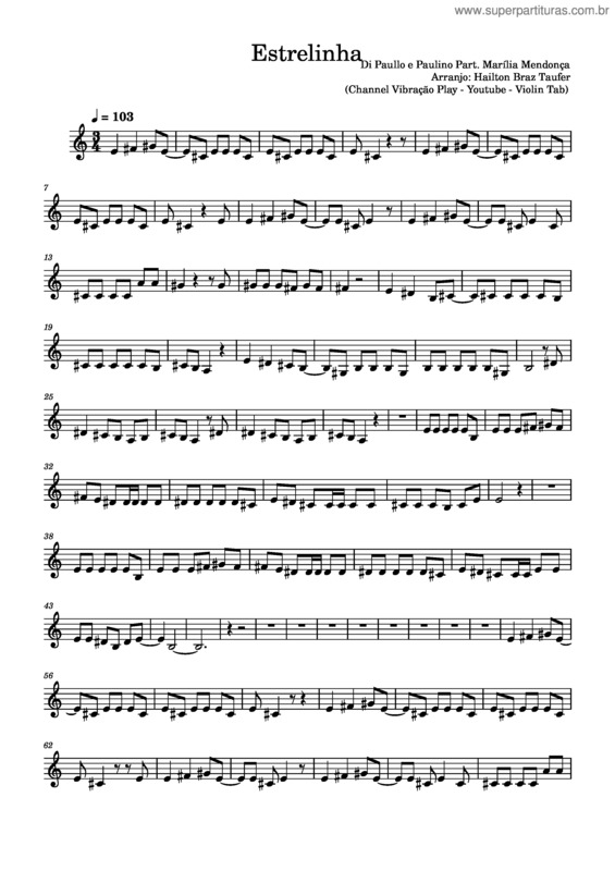 Partitura da música Estrelinha – Di Paullo E Paulino