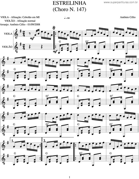 Partitura da música Estrelinha