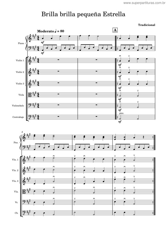 Partitura da música Estrellita Dónde Estás – Misc Traditional Brilla Brilla Pequeña Estrella – Misc Traditional