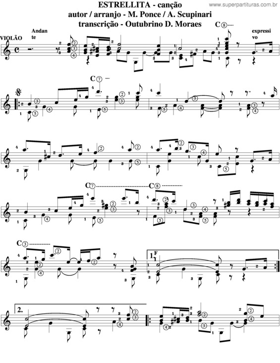 Partitura da música Estrellita