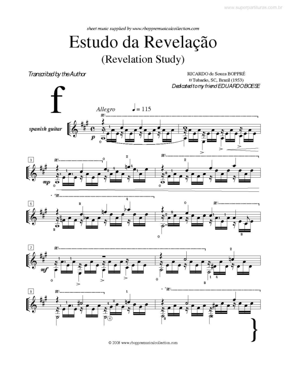 Partitura da música Estuda da Revelação