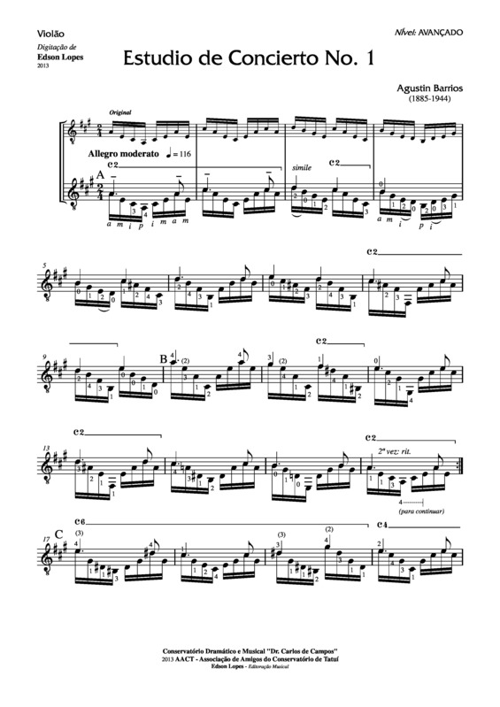 Partitura da música Estudio de Concierto Nr 1