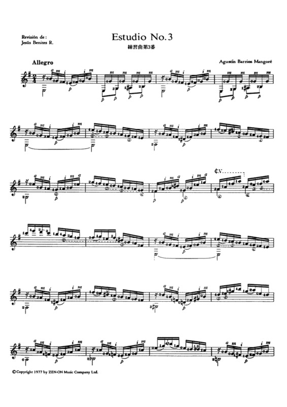 Partitura da música Estudio No 3