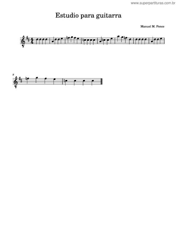 Partitura da música Estudio Para Guitarra – Manuel M Ponce Mira Que Sin Te Quieres Fue Por El Pelo