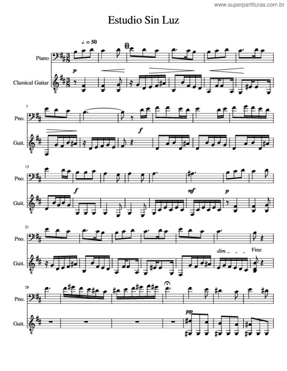 Partitura da música Estudio Sin Luz