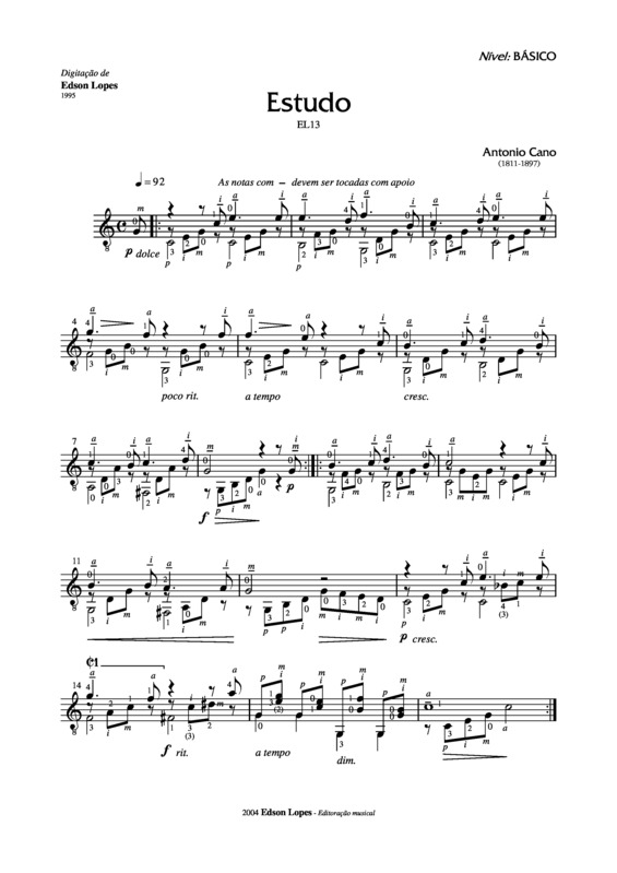 Partitura da música Estudo (EL13)