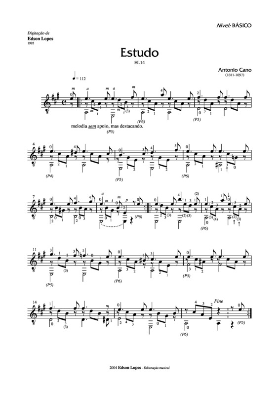 Partitura da música Estudo (EL14)
