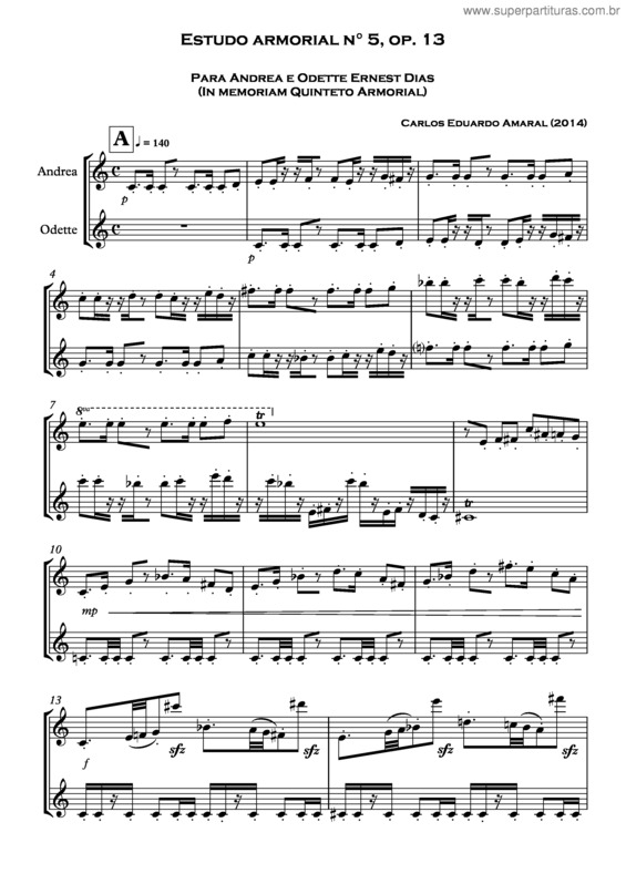 Partitura da música Estudo armorial nº5, op. 13
