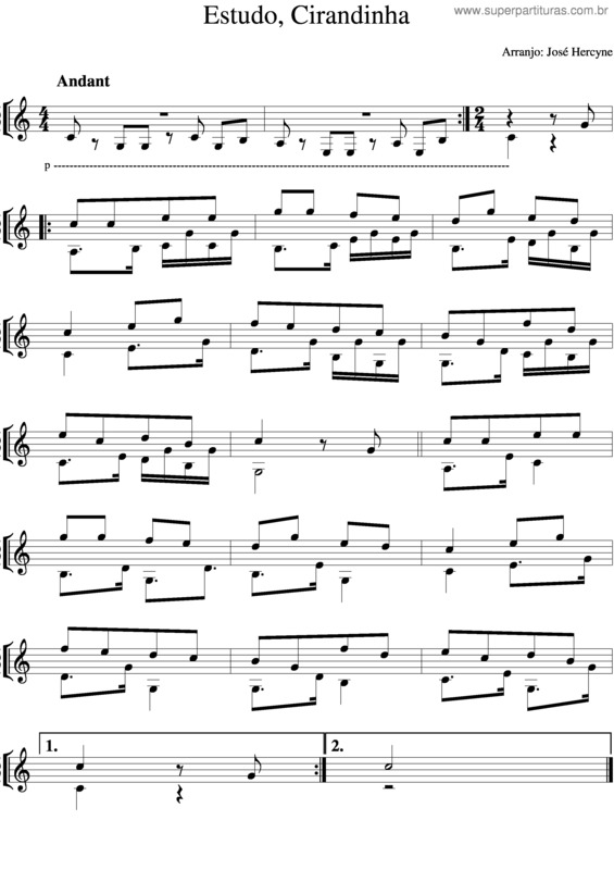 Partitura da música Estudo Cirandinnha