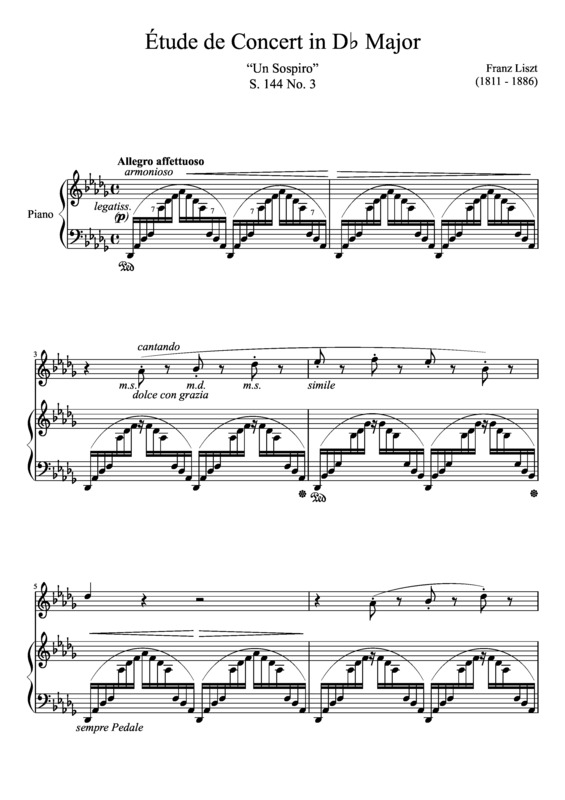 Partitura da música Estudo de Concerto in Db Major