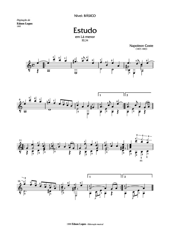 Partitura da música Estudo EL34