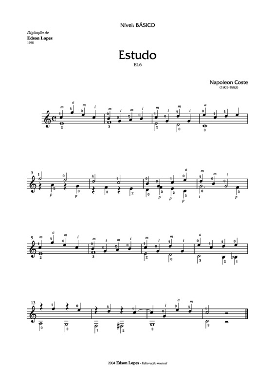 Partitura da música Estudo EL6