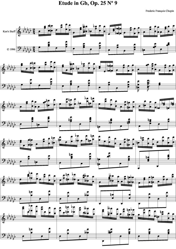 Partitura da música Estudo em GbM Op.25 no.9