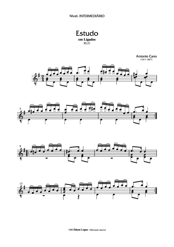 Partitura da música Estudo em Ligados (EL21)