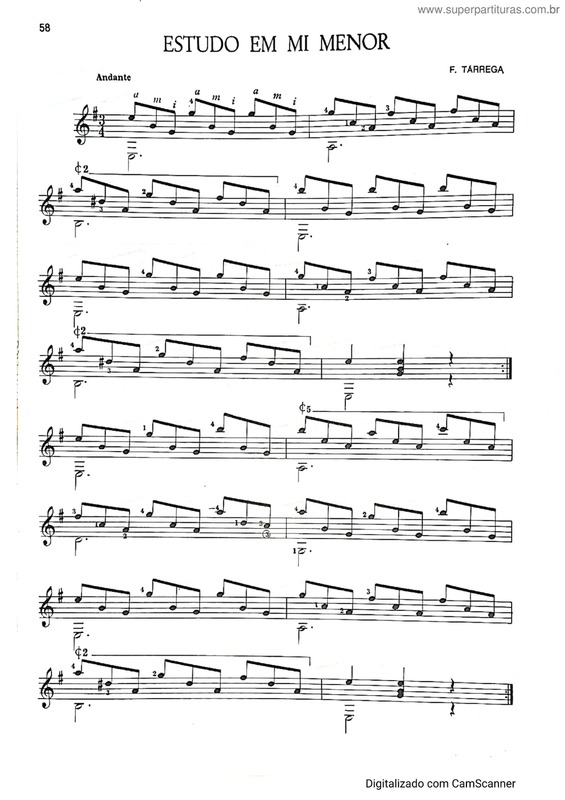 Partitura da música Estudo Em Mi Menor