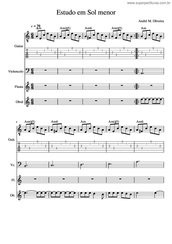 Partitura da música Estudo Em Sol Menor – Andre M. Oliveira