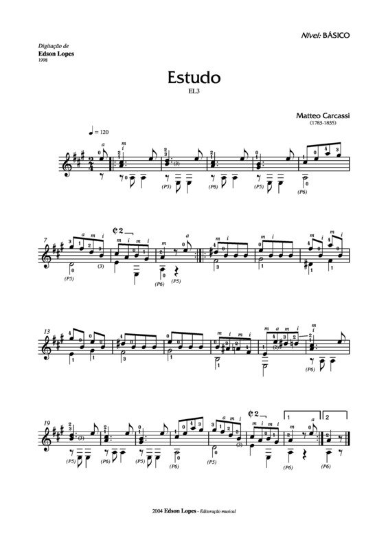 Partitura da música Estudo Nr 1 v.2